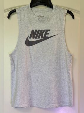 Nike Sleeveless Muscle Tank - Light Gray with Gray Logo